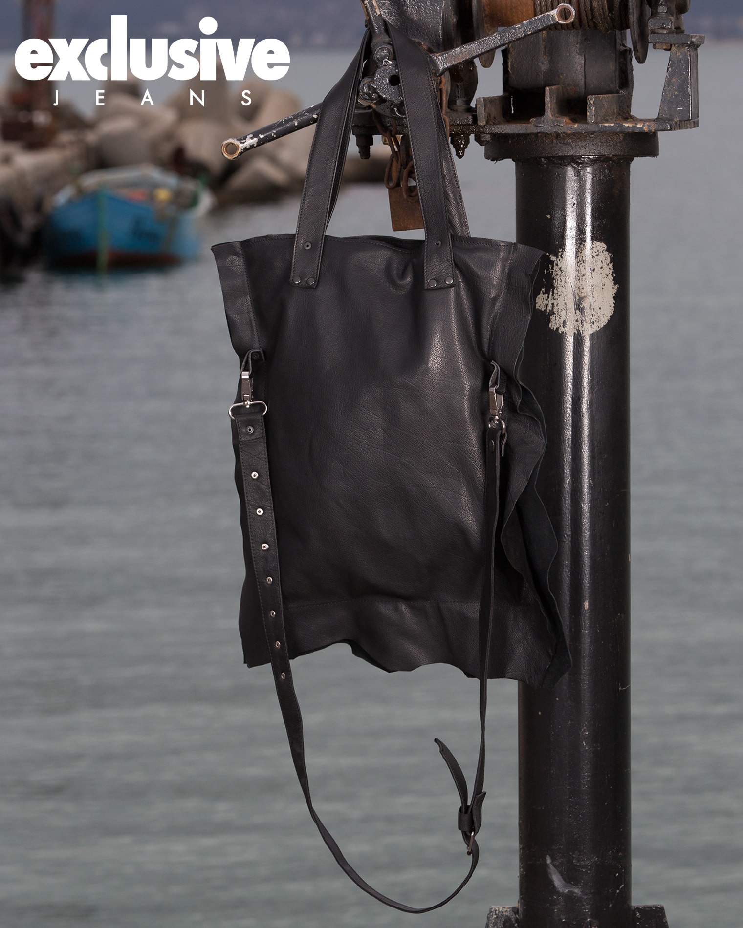 Force Leather shopper bag, Black Color