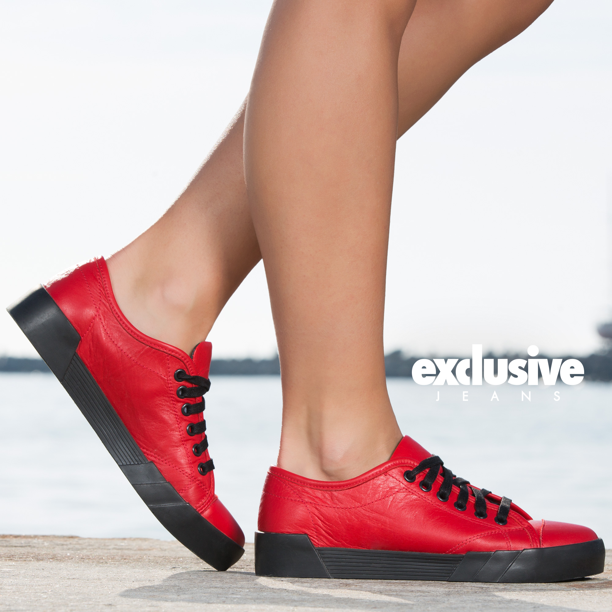 Ibiza leather sneakers, Red Color