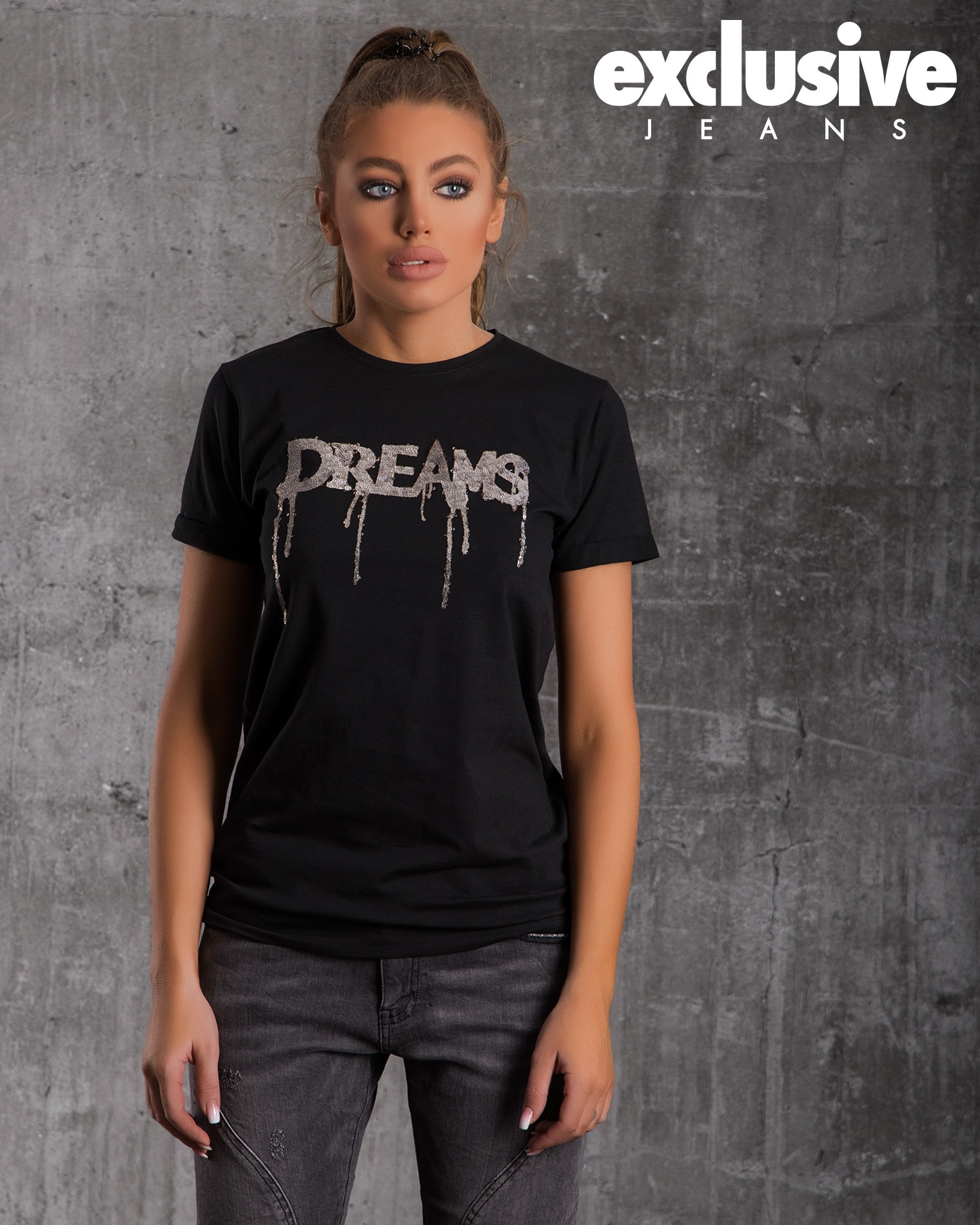 Dreams T-Shirt With Sequins, Black Color