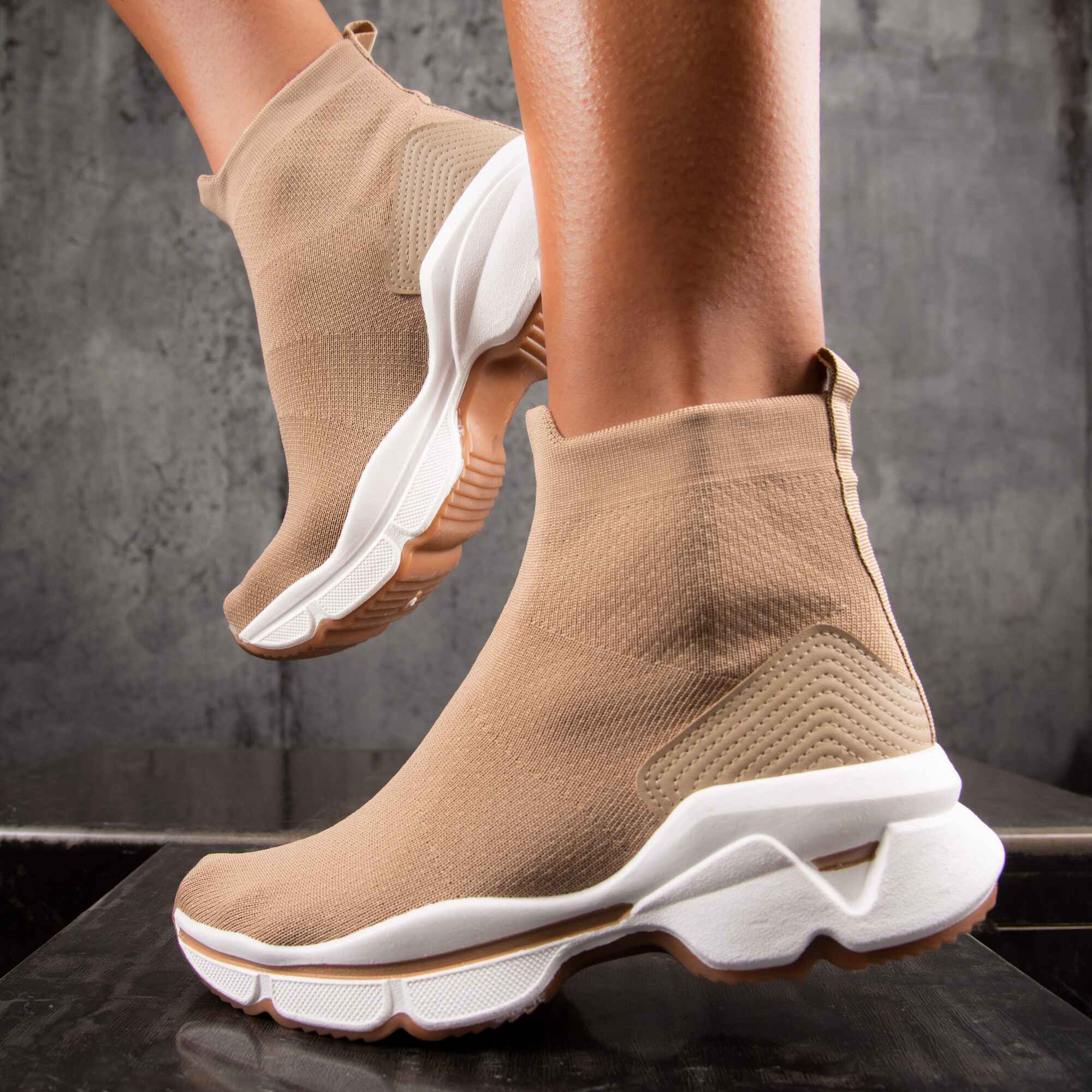 Hypnotic Sock Sneakers, Beige Color