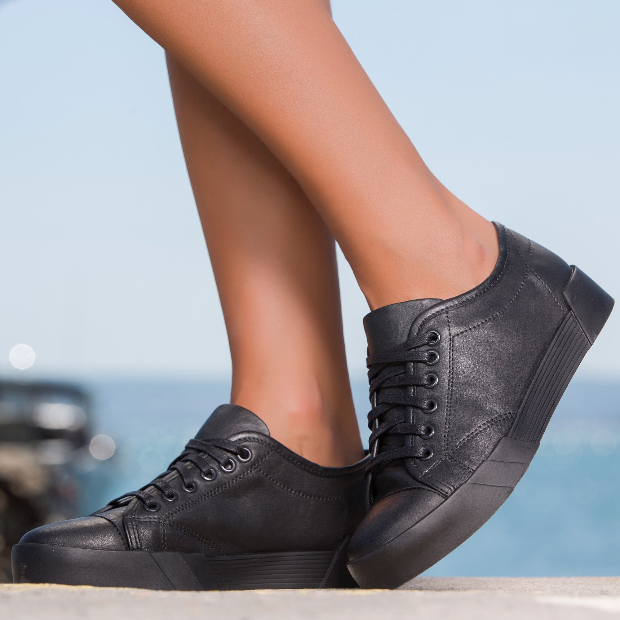 Ibiza leather sneakers, Black Color