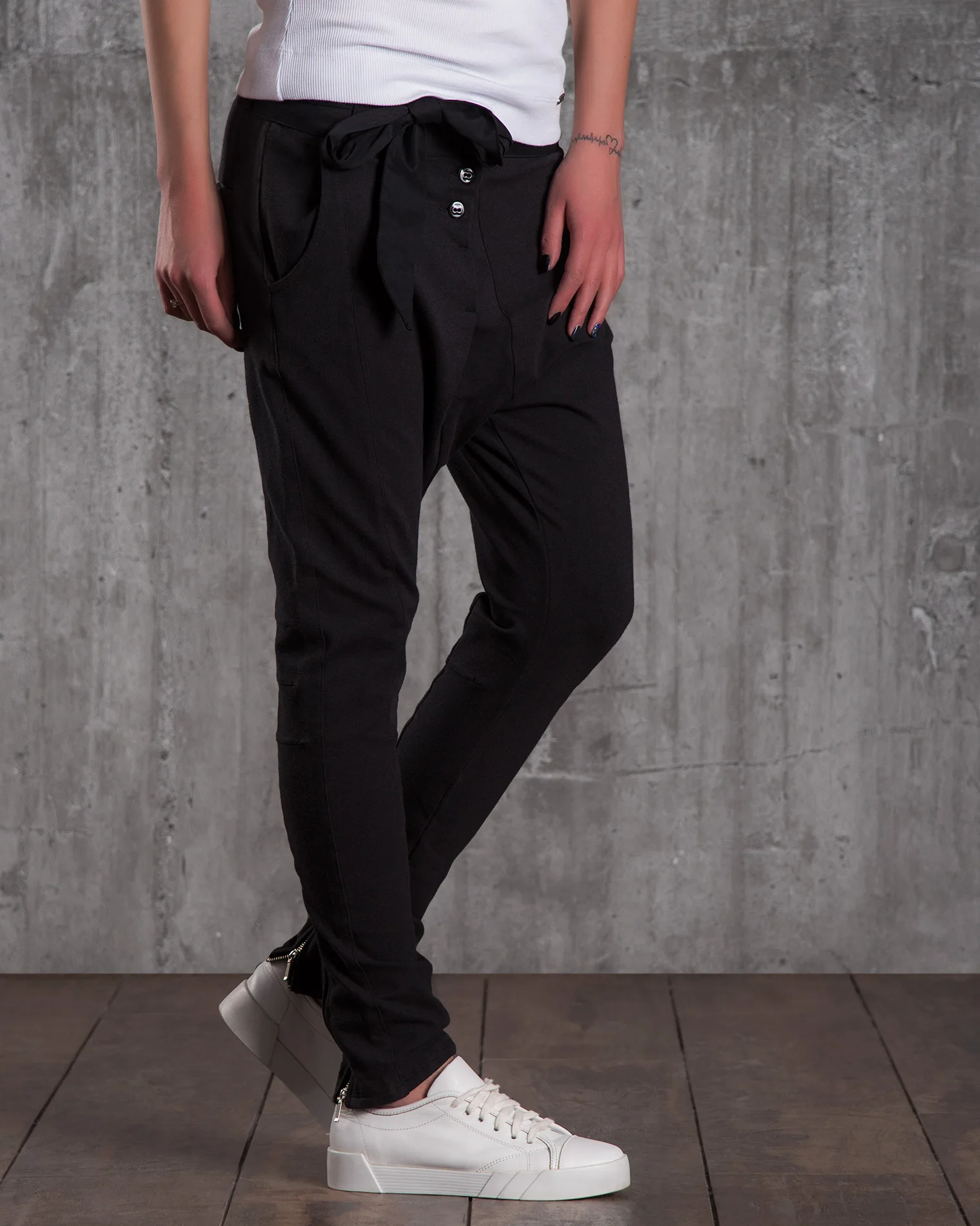 Trade Belted Trousers, Black Color