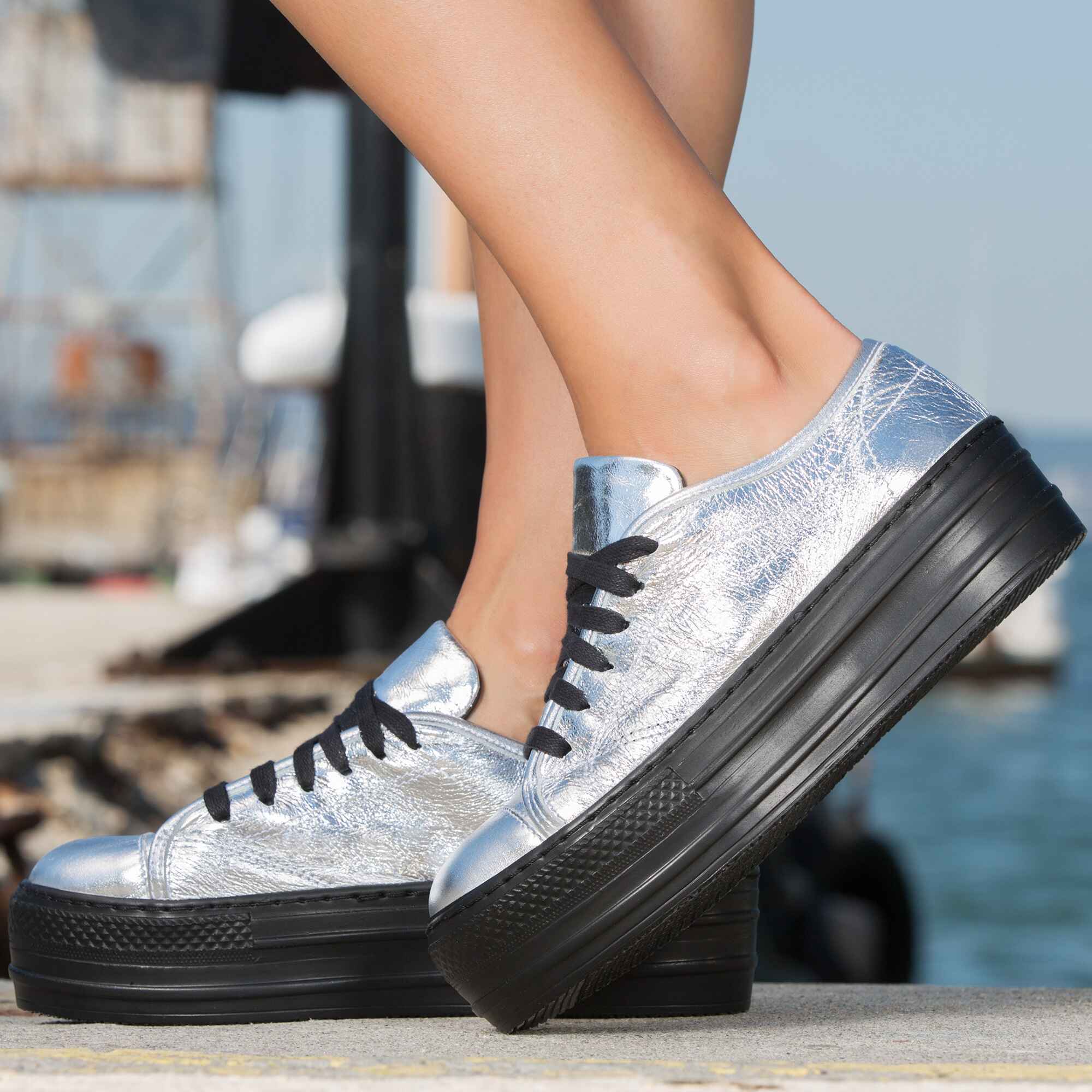 Capital Sneakers, Silver Color