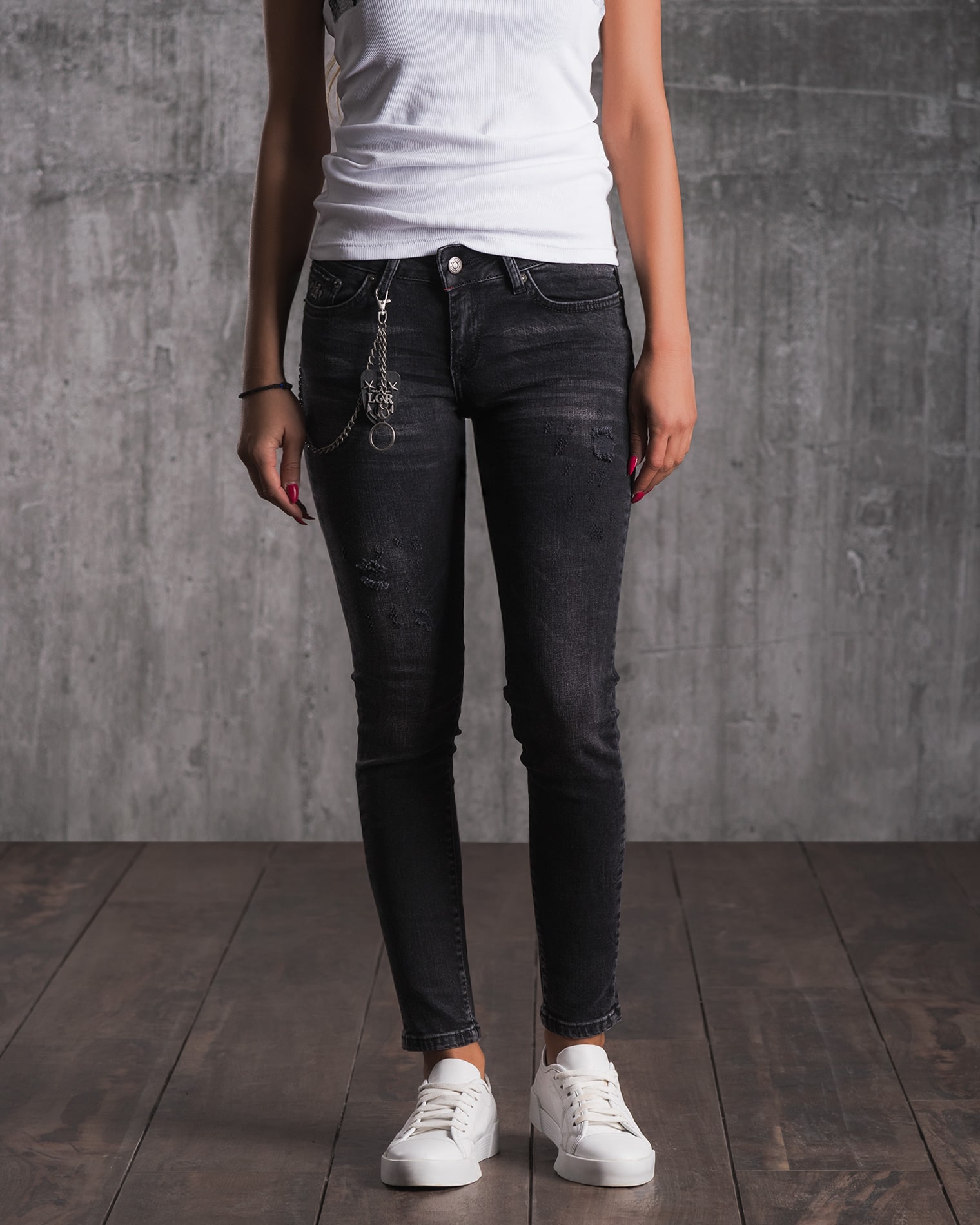 Actual Distressed Jeans, Black Color