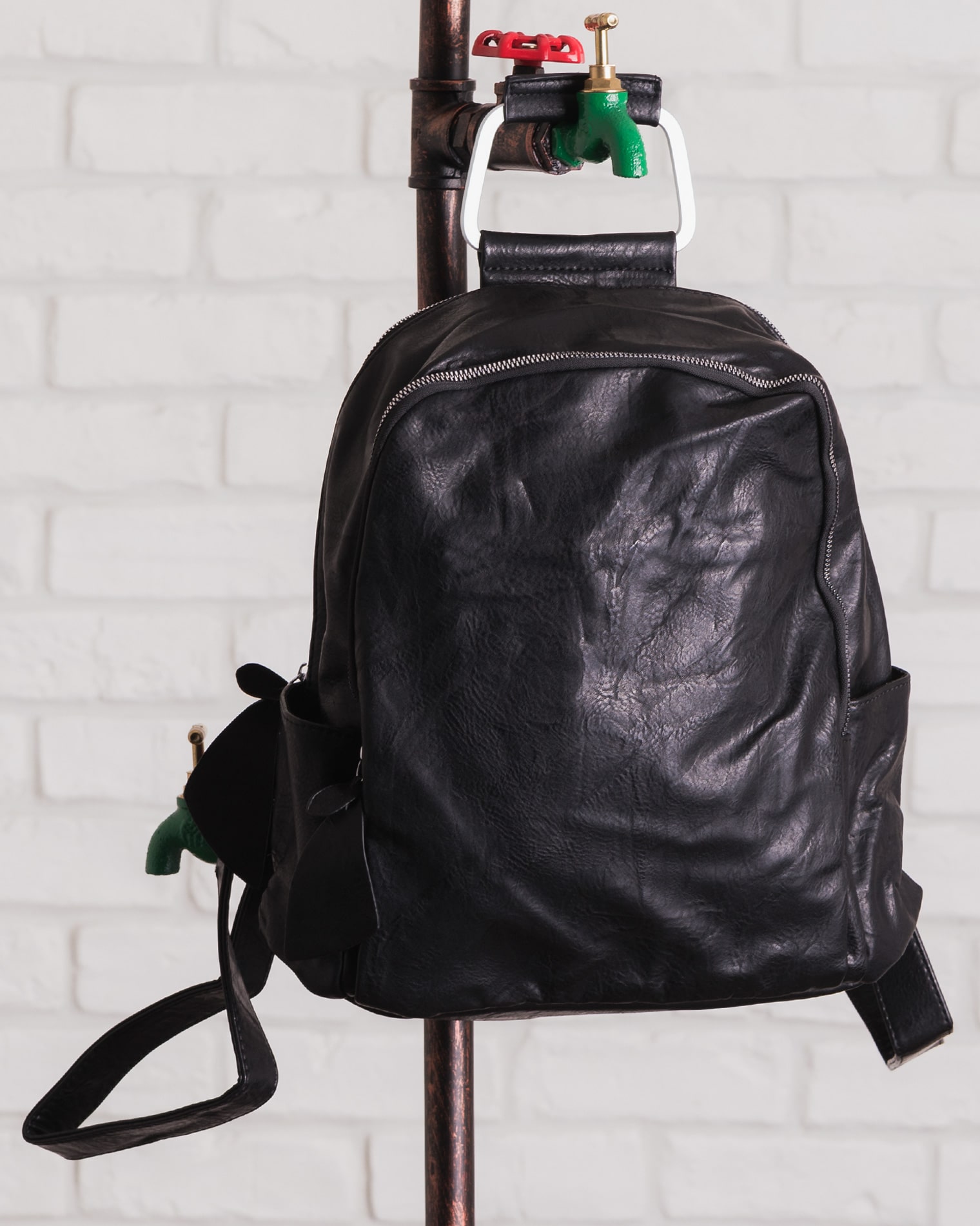 Edge Metal Handle Backpack, Black Color