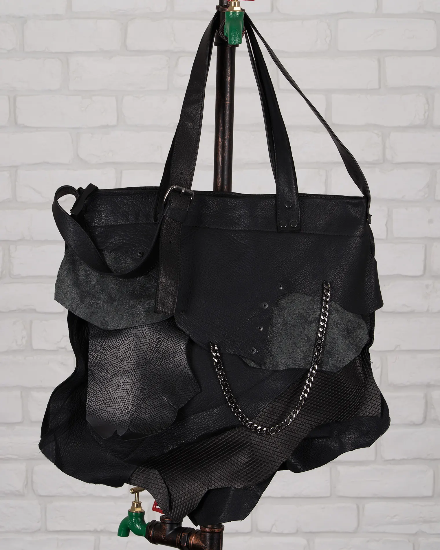 Personality Leather Crossbody Bag, Black Color
