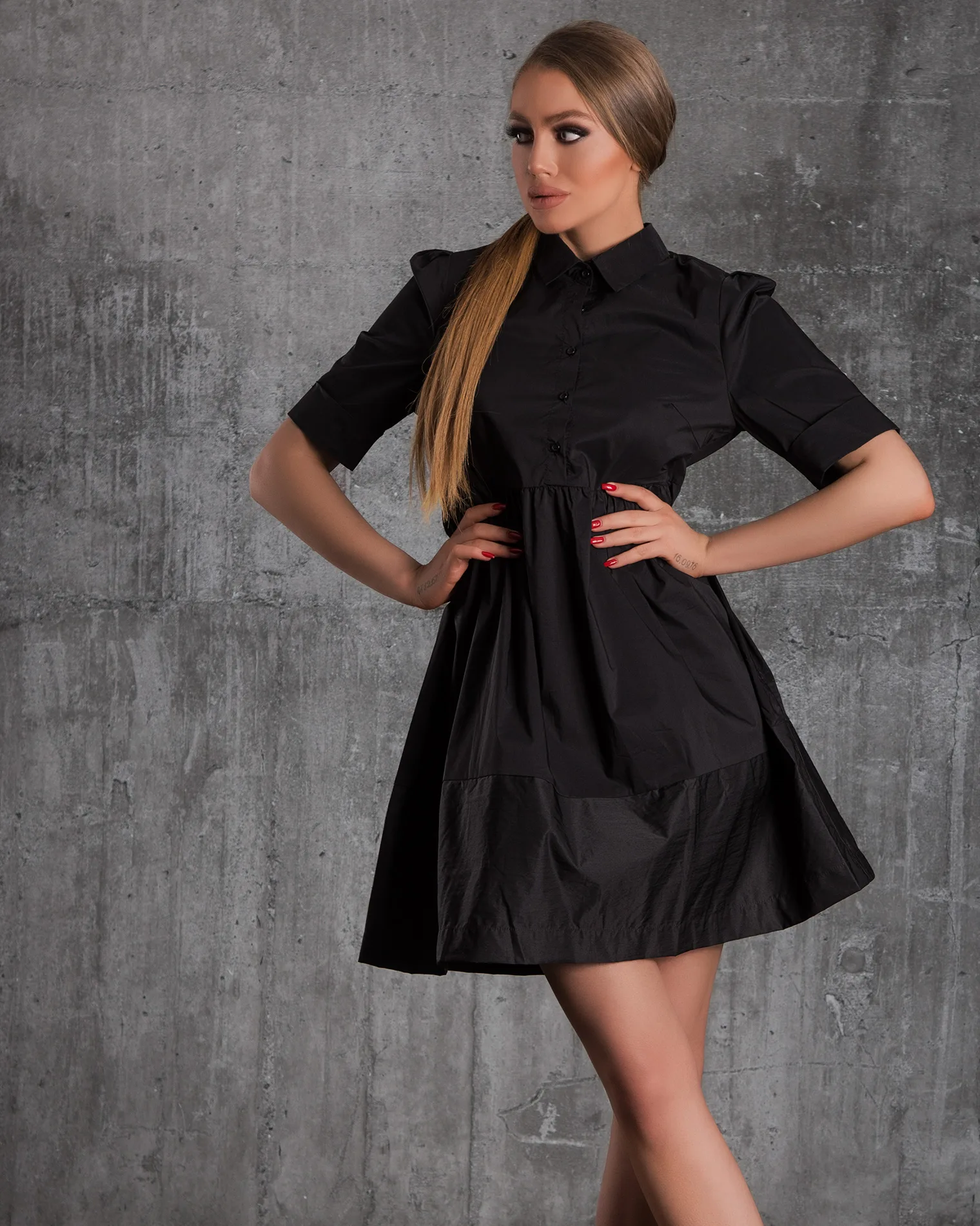 Kylie Smock Dress, Black Color