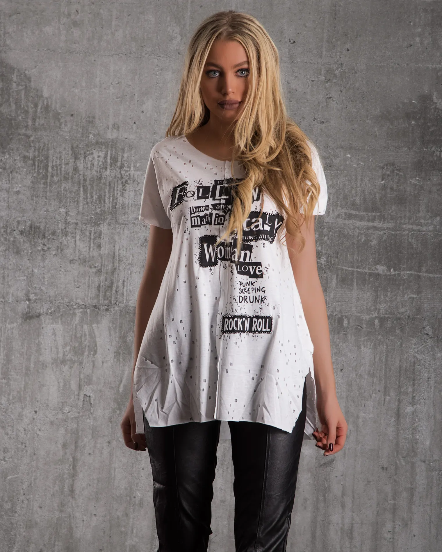 Rock 'n' Roll graphic top, White Color