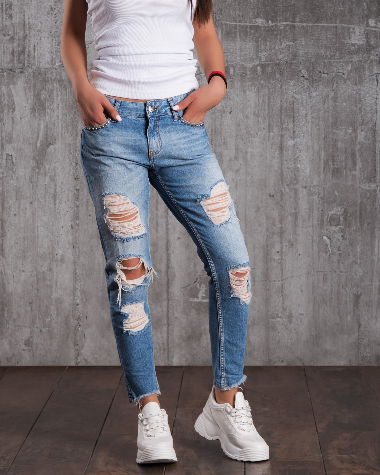 Medina distressed jeans, Blue Color