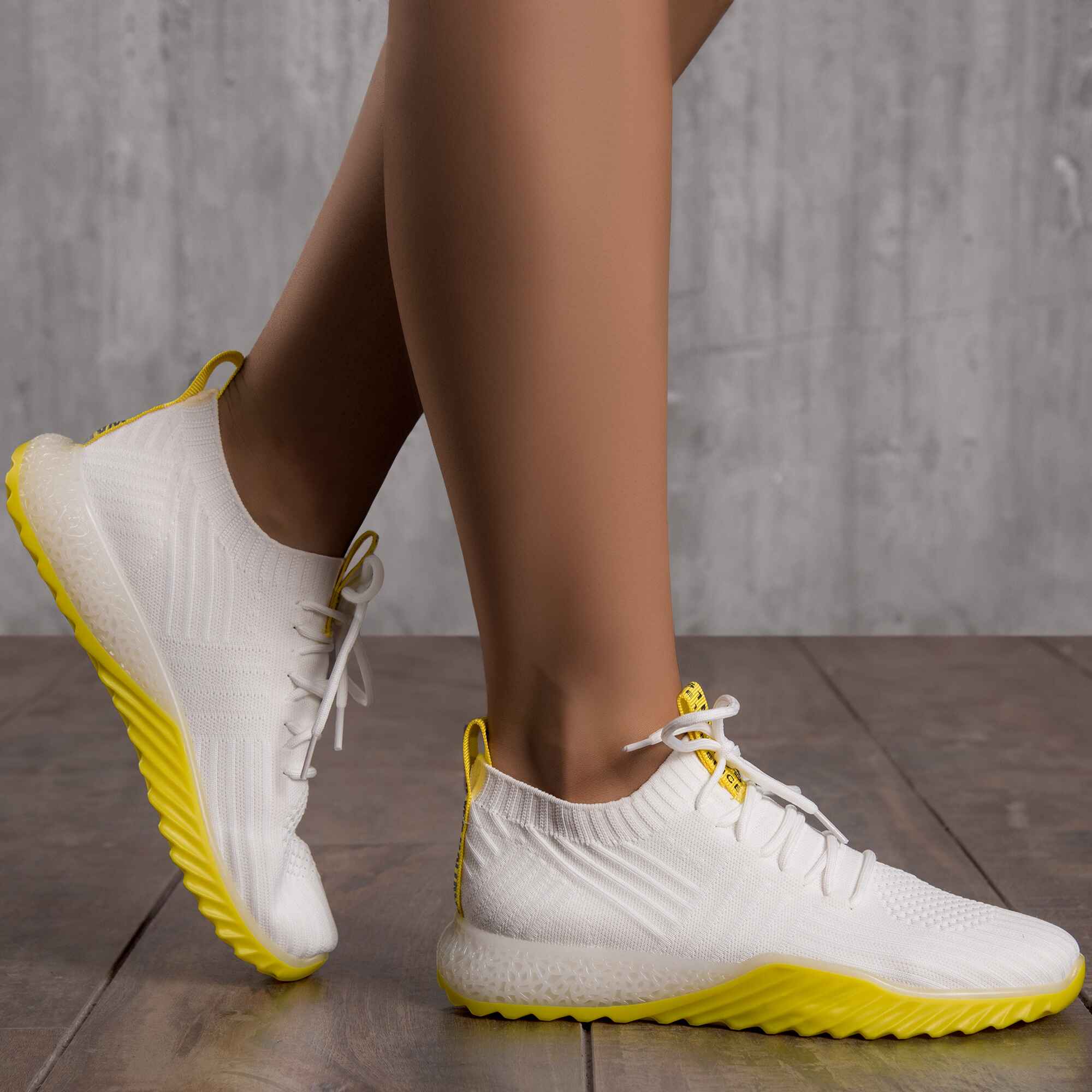 Lemonade Sock Sneakers, White Color