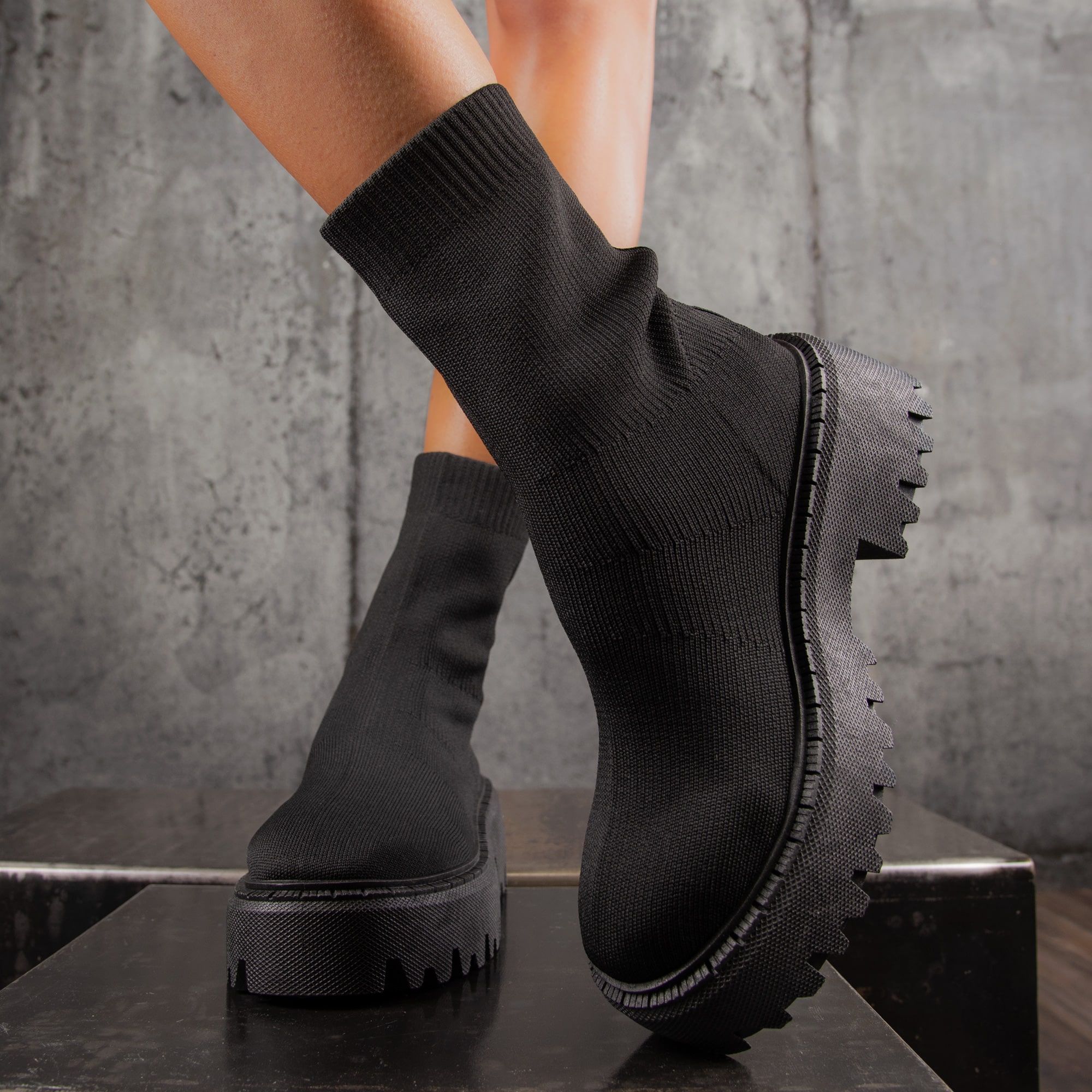 Agave Sock Boots, Black Color