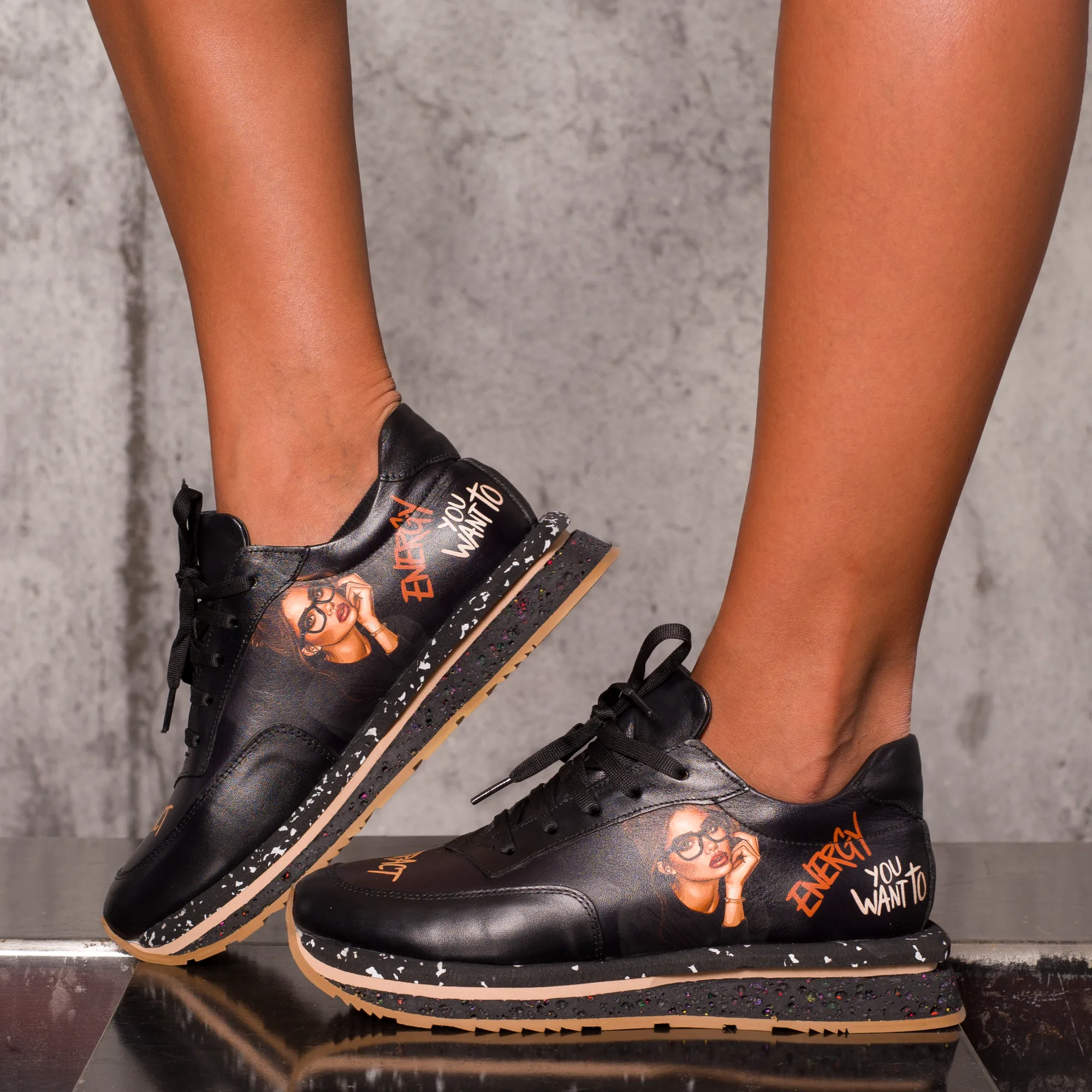 Attract The Energy Sneakers, Black Color