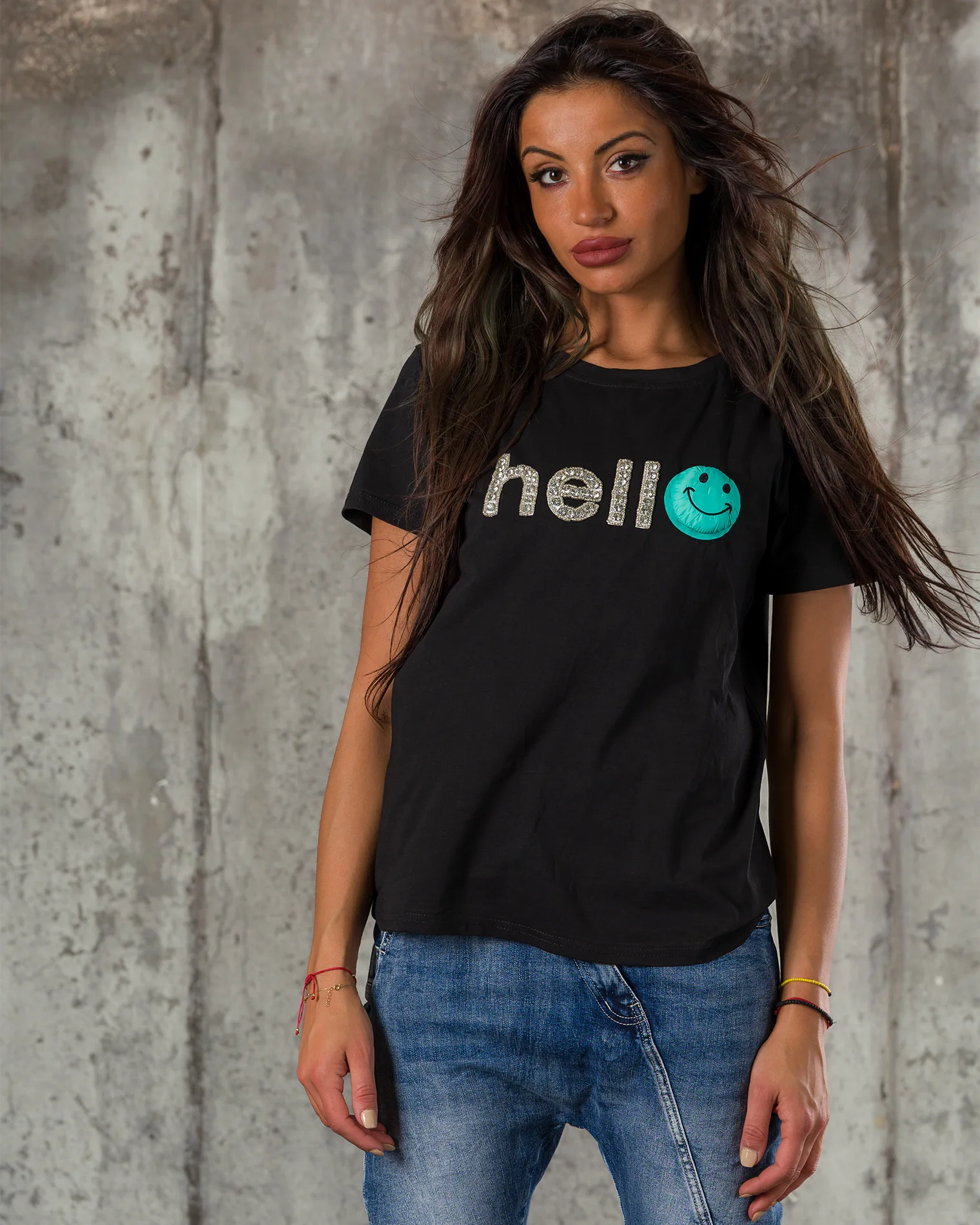 Hello T-Shirt, Black Color