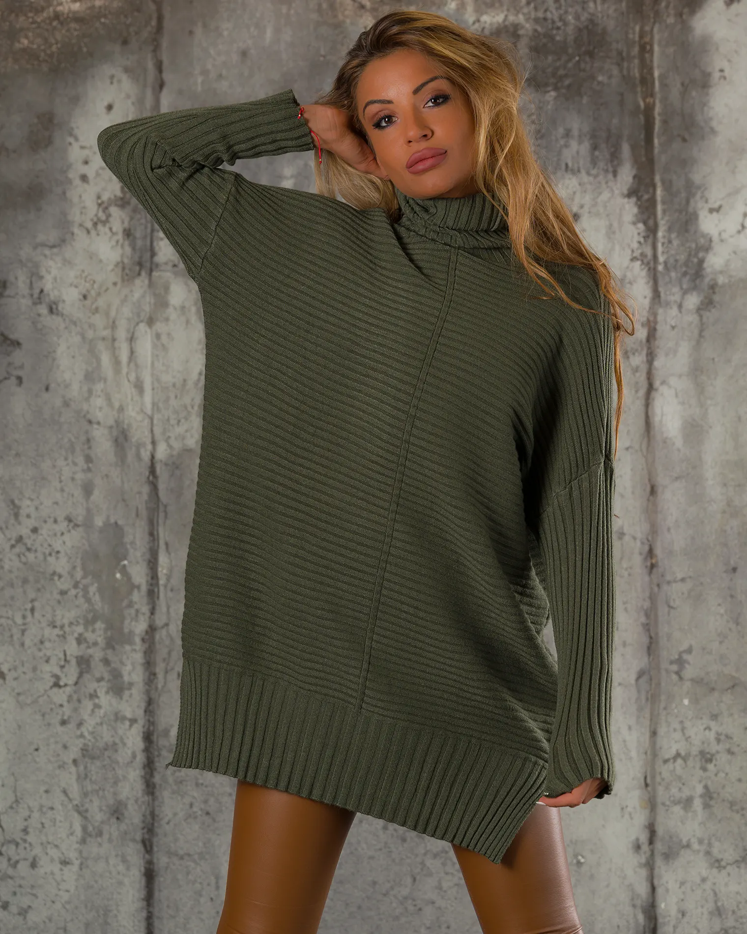 Everlee Long Sweater, Green Color