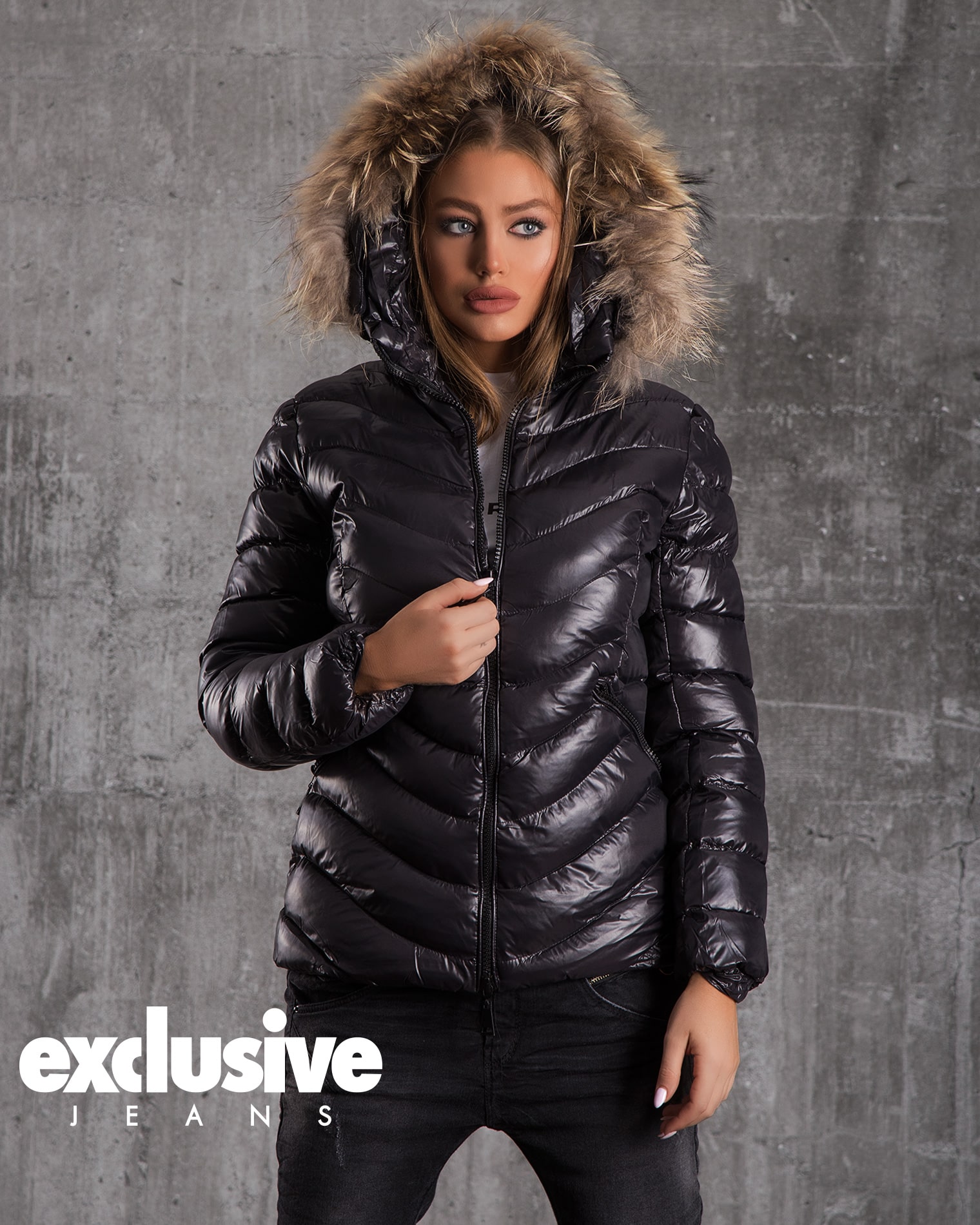 shelter charter Brown Below Zero Padded Jacket With Real Fur Trim | Exclusive Jeans