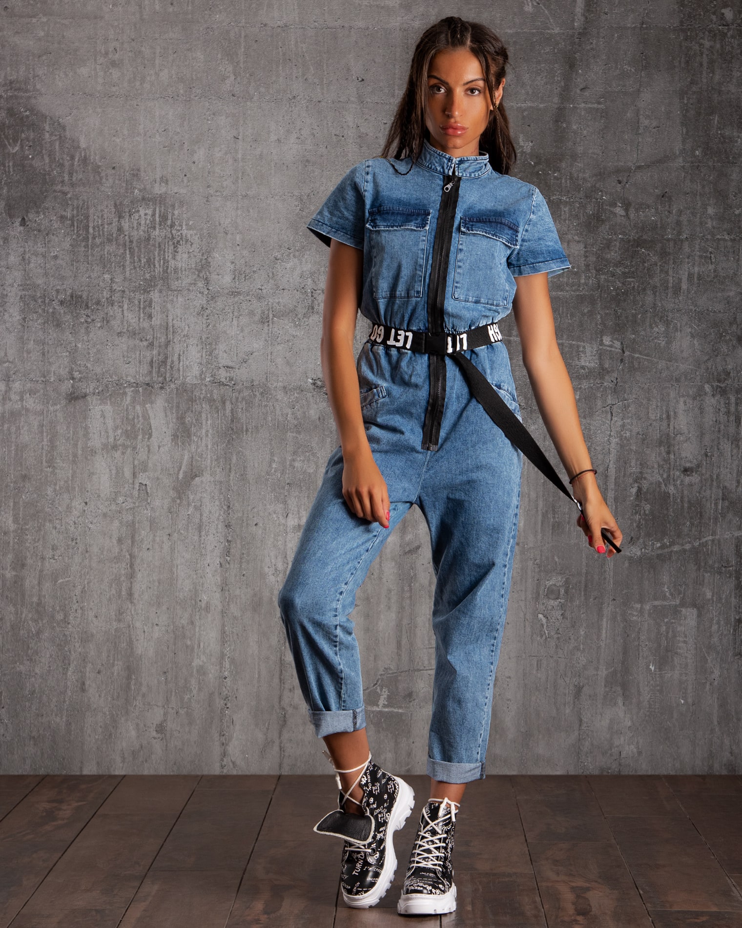 Lost In The Fire Jumpsuit, Blue Color