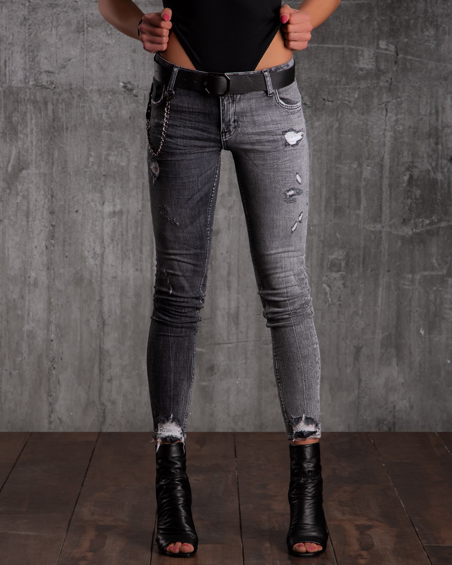 Twin Two-Tone Jeans, Grey Color