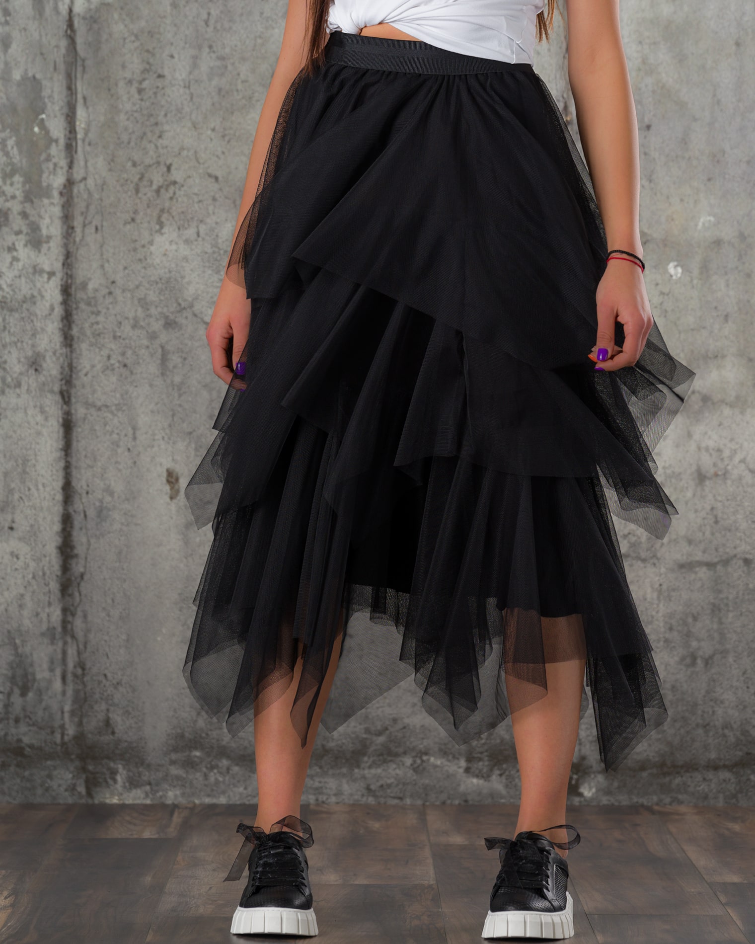 Thalia Mesh Skirt, Black Color