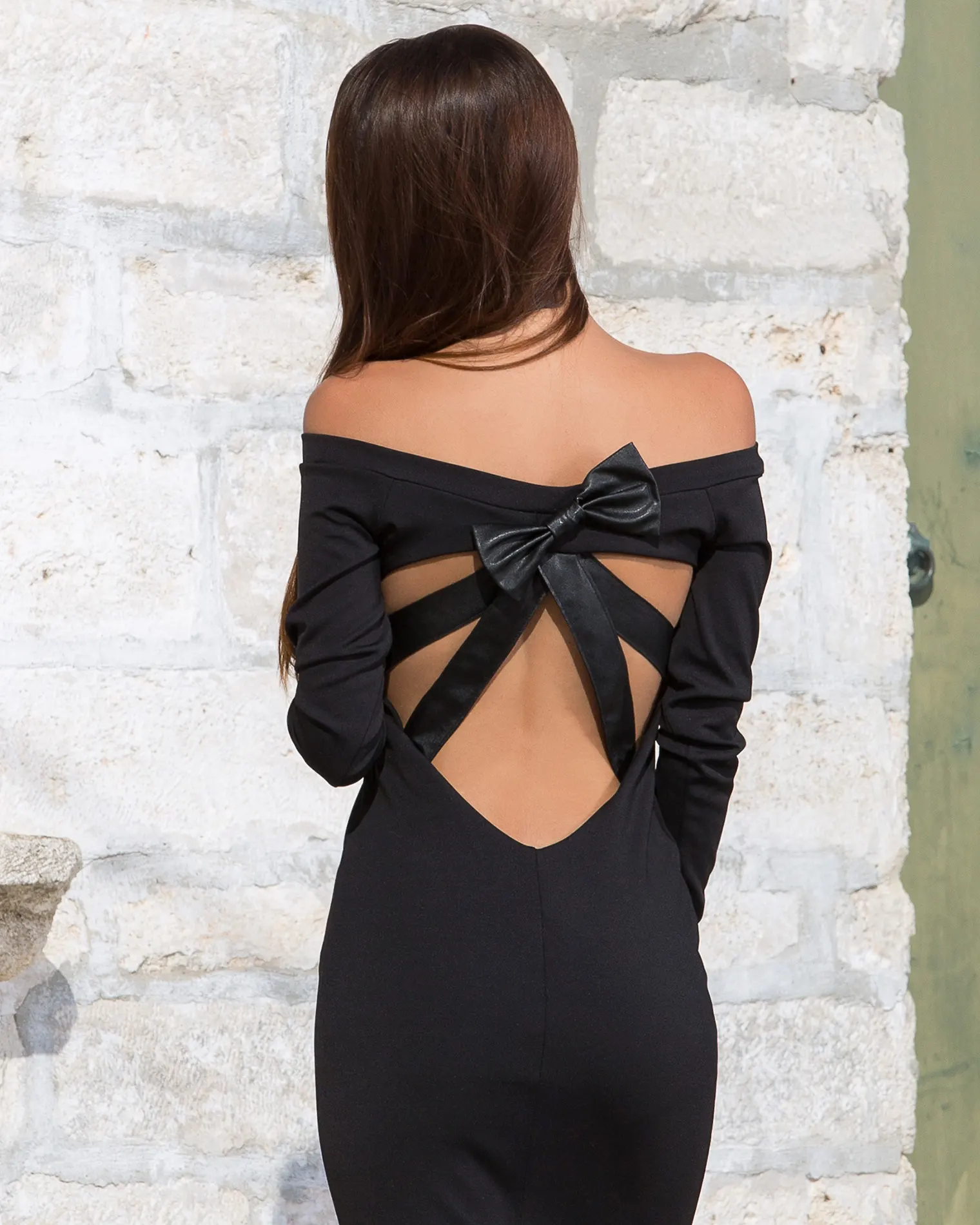 Charm Open back dress, Black Color