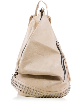 Streets Studded Backpack, Beige Color