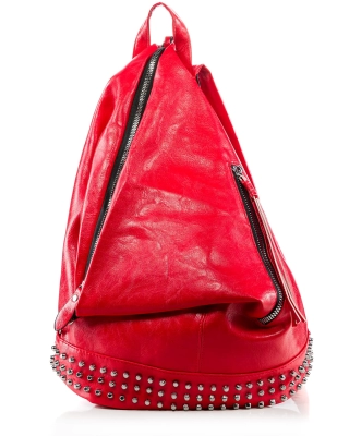 Streets Studded Backpack, Red Color