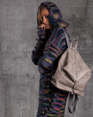 Clout Studded Backpack, Grey Color