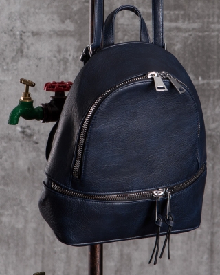 Baddie Zip Backpack, Blue Color