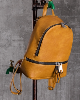 Baddie Zip Backpack, Yellow Color