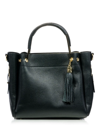 Detail Leather Bag, Black Color