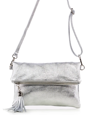 Ellie Flap Bag, Silver Color