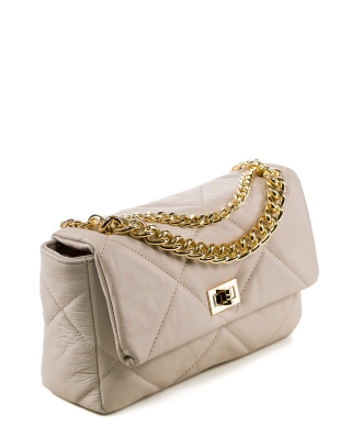 Career Flap Bag, Pearl Grey Color