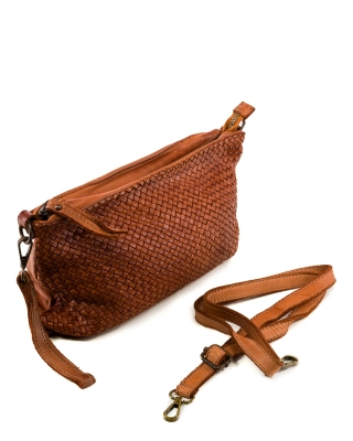 Frame Wristlet Bag, Cognac Color