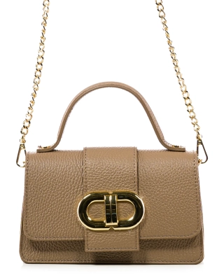 Carey Flap Bag, Dark Taupe Color