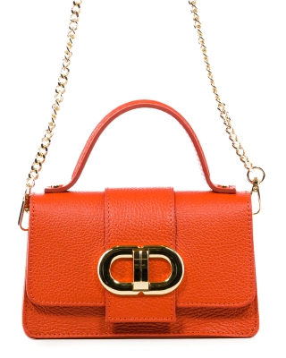 Carey Flap Bag, Papaya Color