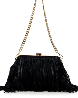 Full Of Life Fringe Bag, Black Color