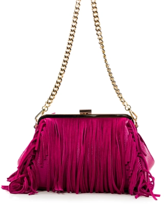 Full Of Life Fringe Bag, Fuchsia Color