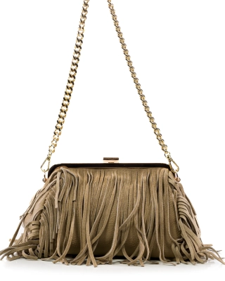 Full Of Life Fringe Bag, Taupe Color