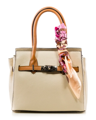 Kayla Mini Bag, Beige/Cognac Color