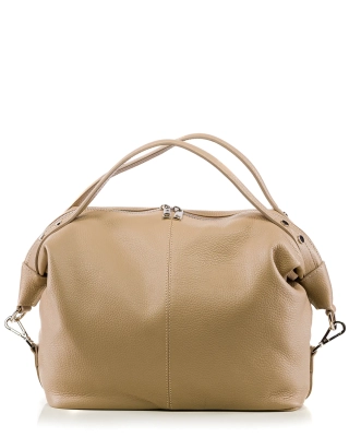 Very Nice Leather Bag, Taupe Color