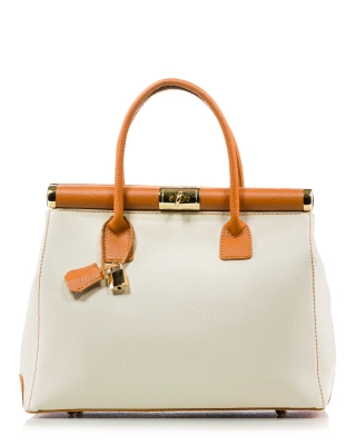 Elvira Bag, Beige/Cognac Color
