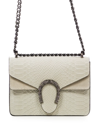 Flame Flap Bag, Pearl Grey Color