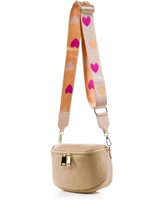 Blooming Fire Crossbody Bag, Taupe Color