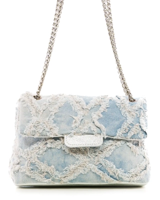 Diaz Flap Bag, Light Denim