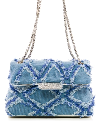 Diaz Flap Bag, Purple Denim