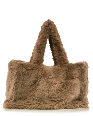Fluff It Up Tote, Taupe Color