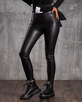 Lark Pleather Leggings, Black Color