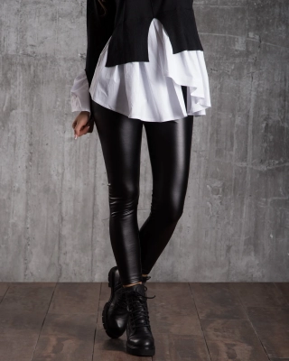 Exit Pleather Leggings, Black Color