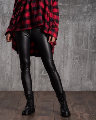 Style Pleather Leggings, Black Color