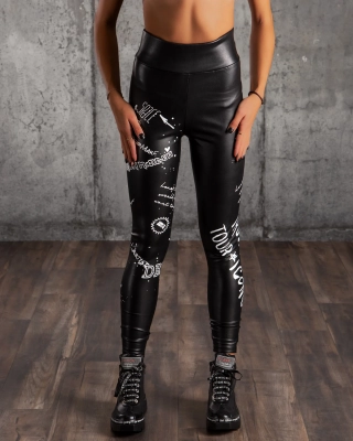 Reloaded Faux Leather Leggings, Black Color