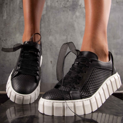 Millennial Leather Sneakers, Black Color